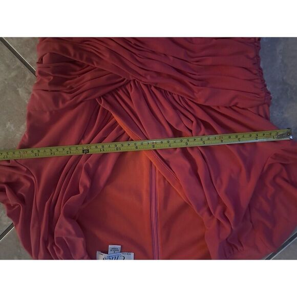 Clues Collections 8 Coral Jersey V Neck MIDI Dress - Picture 4 of 6